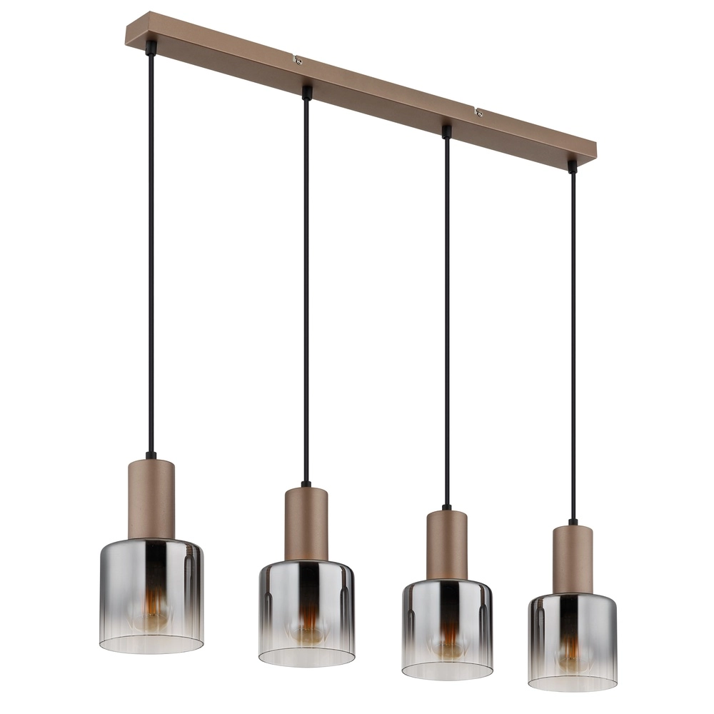 Hanglamp Walton 4-lichts koffie bruin Globo 9007371586189