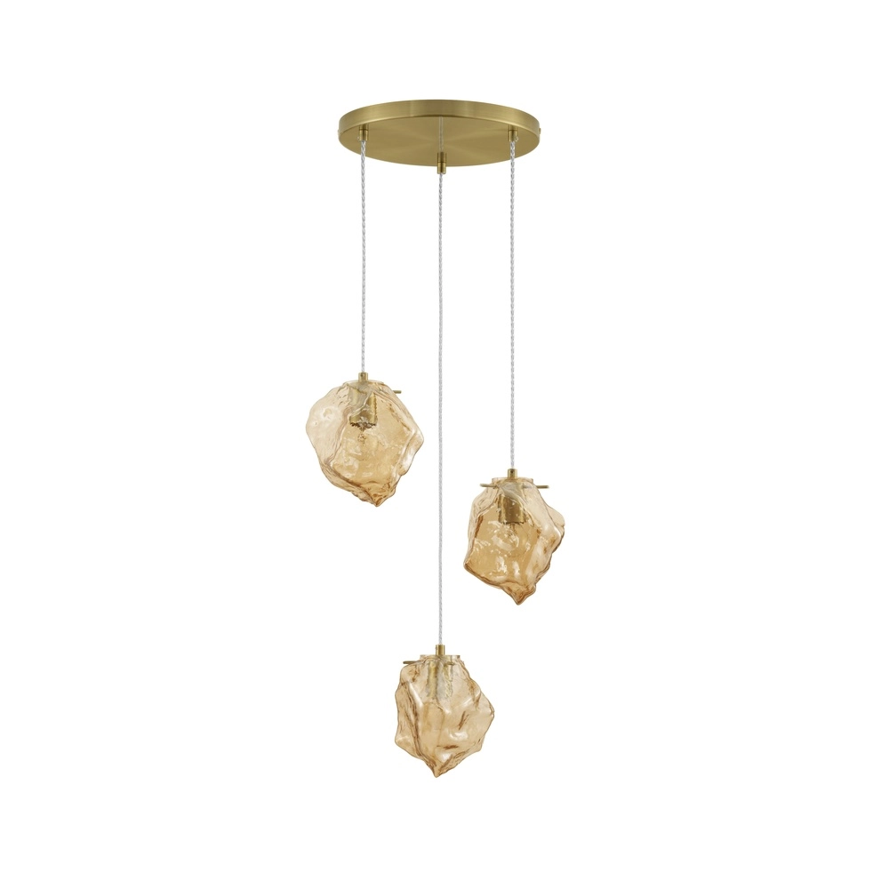 Hanglamp Odelle 3-lichts goud met amber glas Lyora 5212017434395
