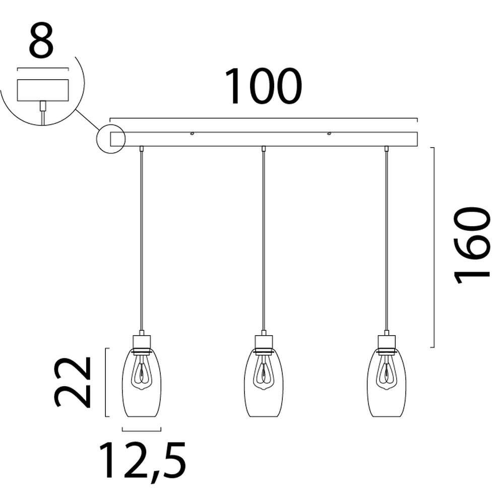 Glazen hanglamp Olive 3x Ø 12,5cm - zand Masterlight 8718121393940