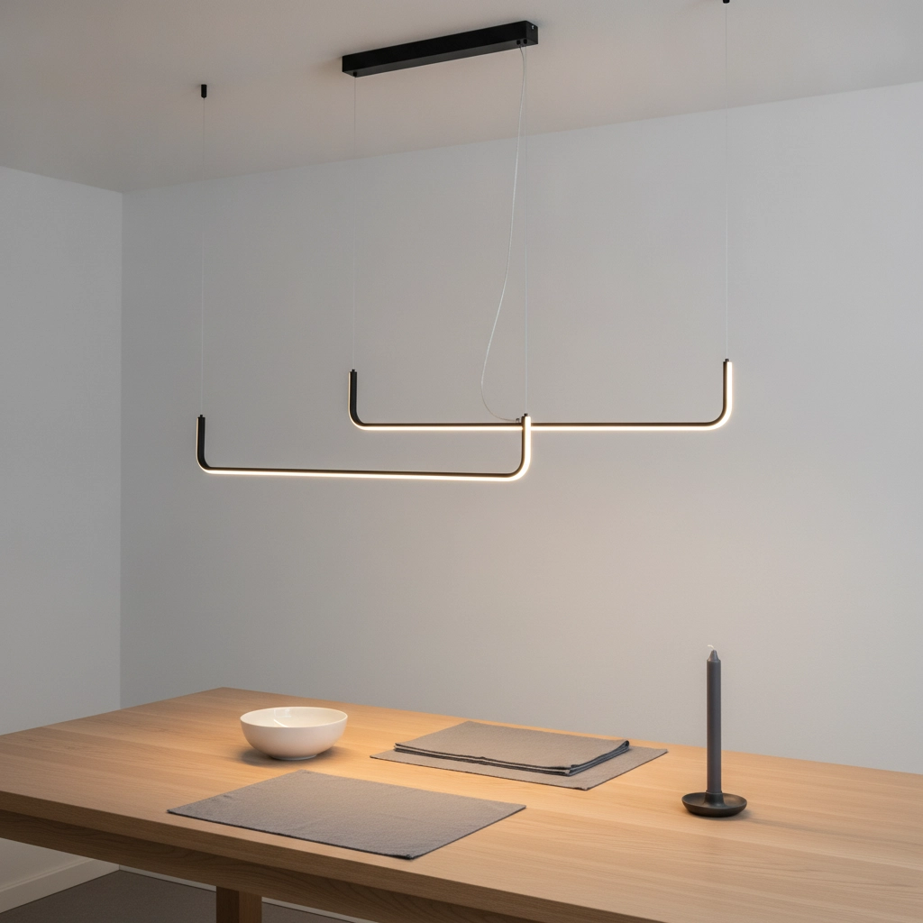 Strakke hanglamp Strita zwart dubbel 3000K