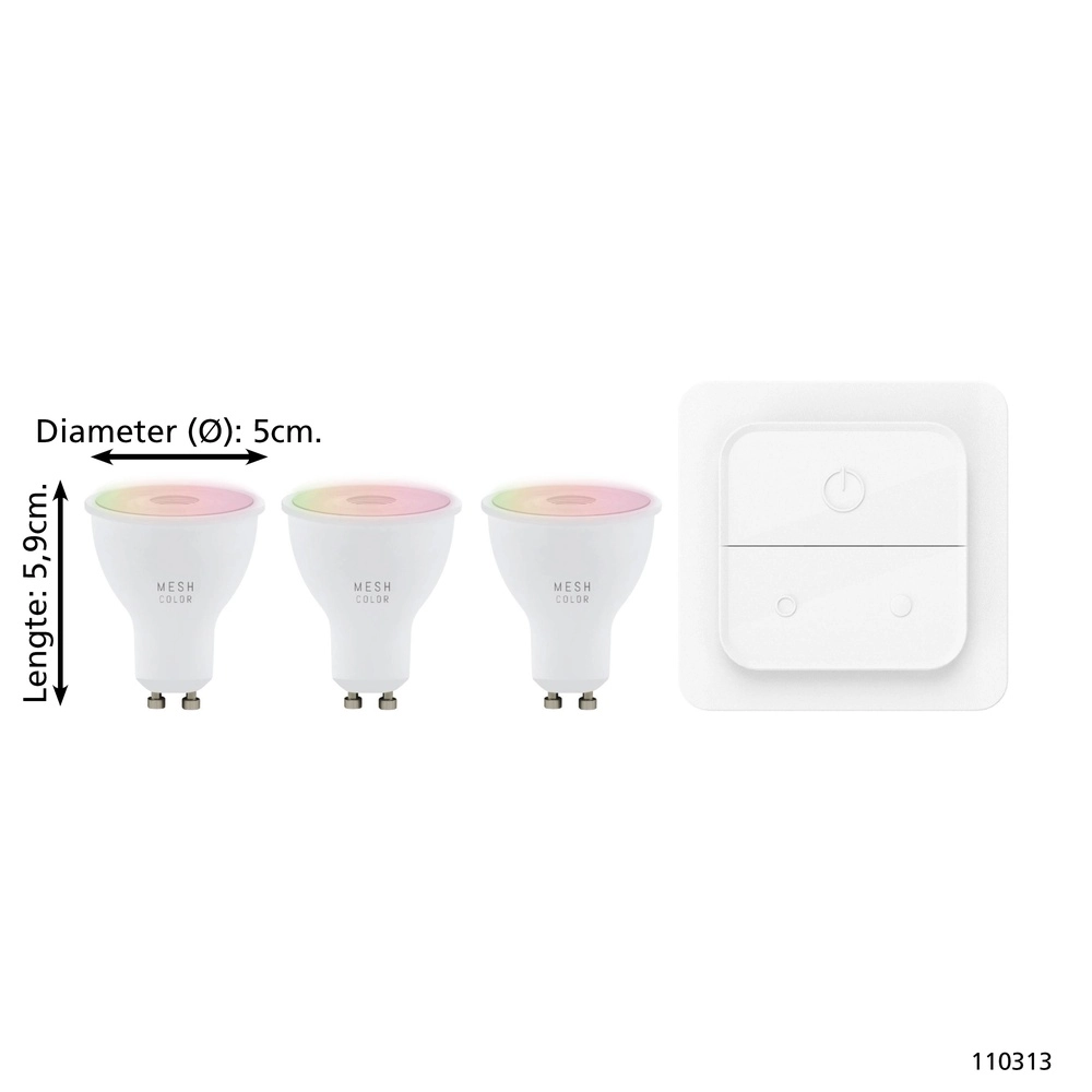 Set van 3 Led Zigbee GU10 4,9W - 345lm - 2700-6500K Eglo 9008606293865