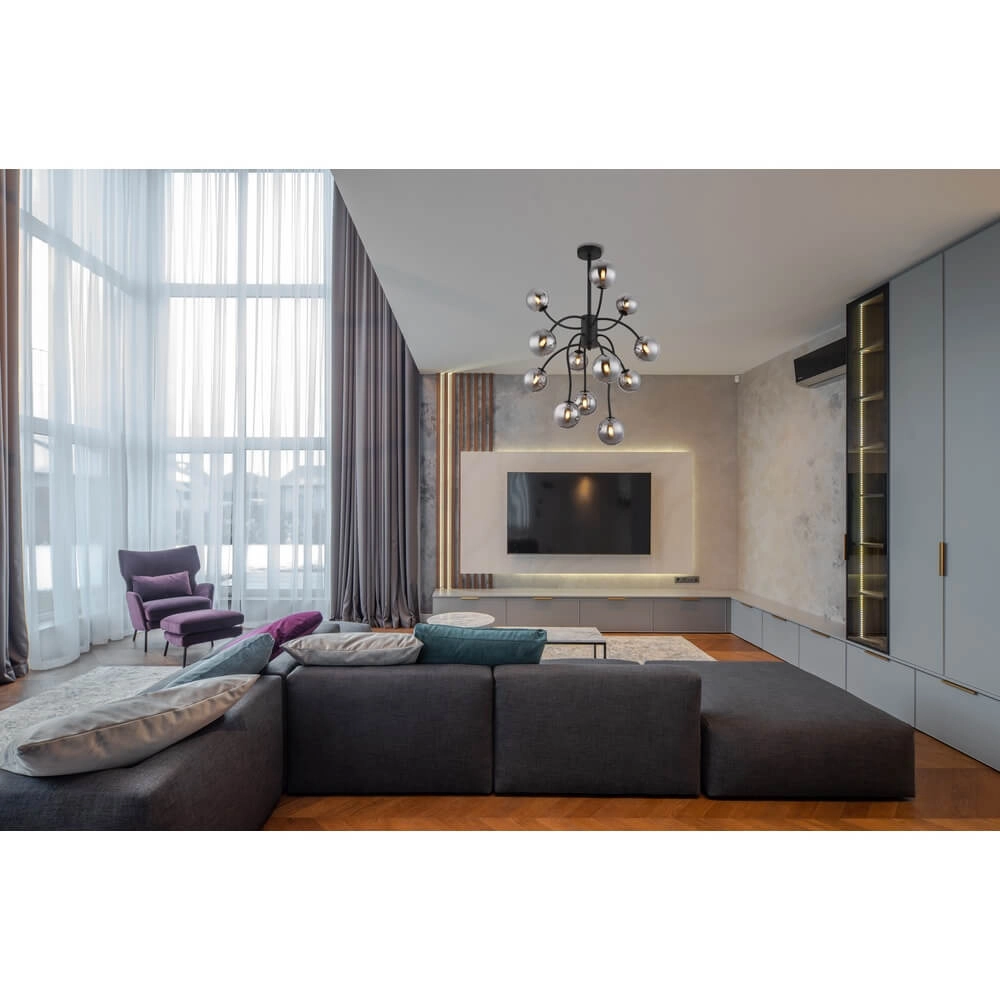 Zwarte plafondlamp Riha 12-lichts Globo 9007371468522