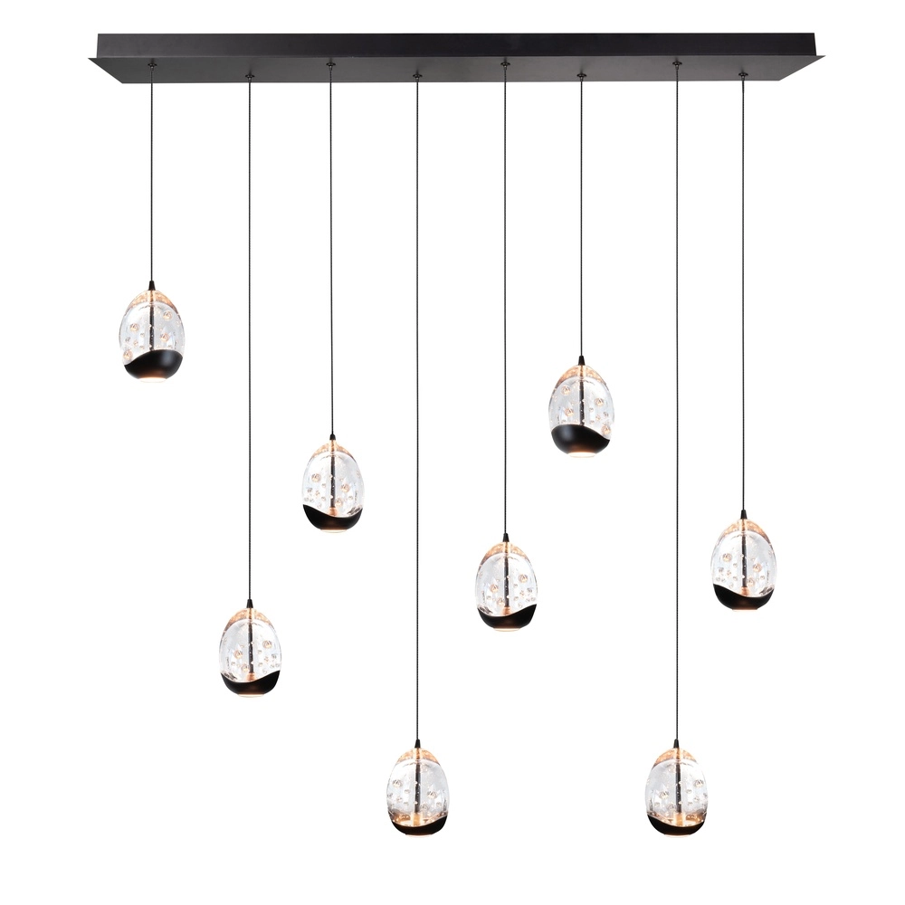 Hanglamp Clear Egg zwart 8-lichts recht