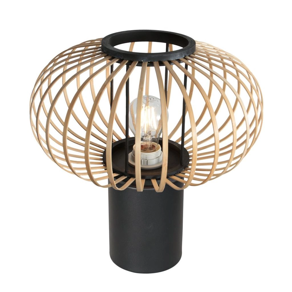 Tafellamp Silva met bamboe kap Ø31cm