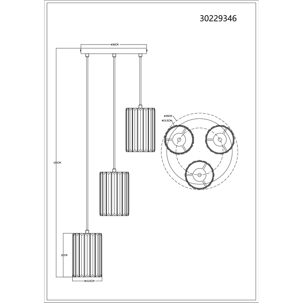 Hanglamp Run 3-lichts rond Globo 9007371516964