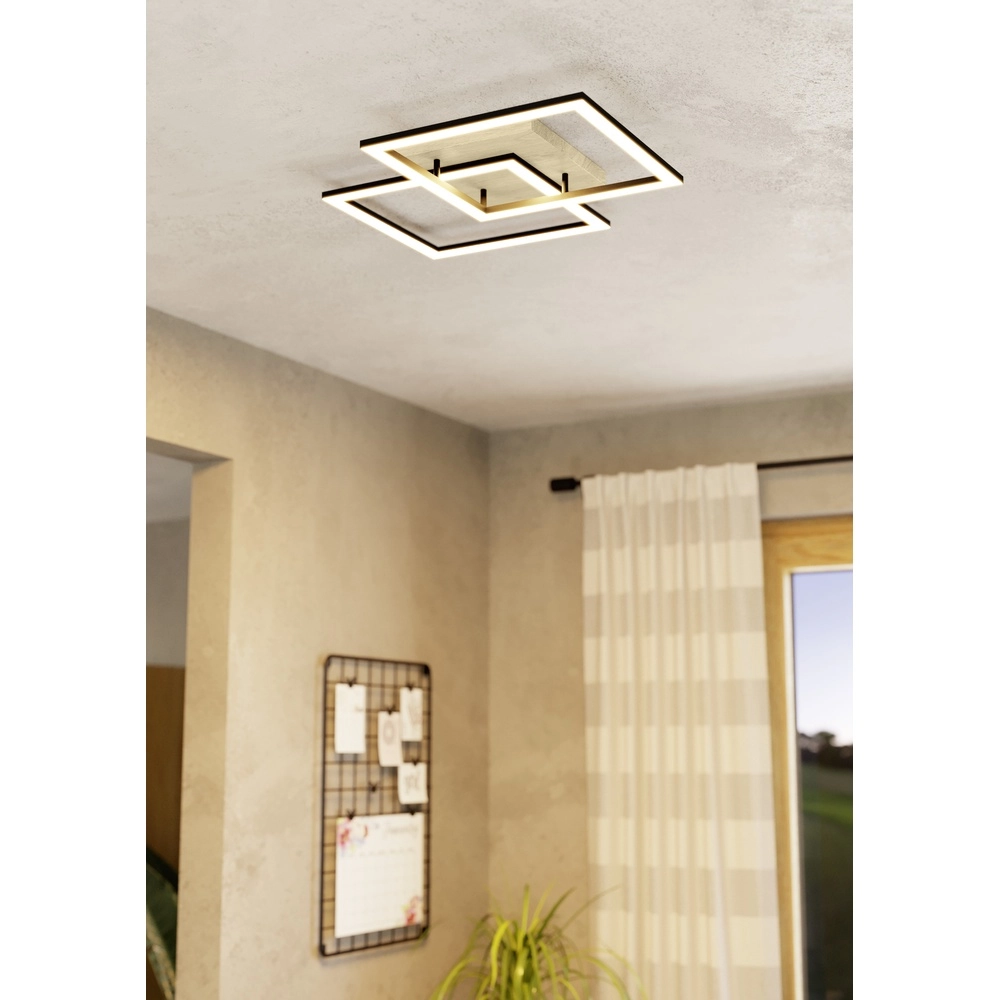 Zigbee plafondlamp Lomaltas-Z zwart met houtlook - vierkant Eglo 9008606327904