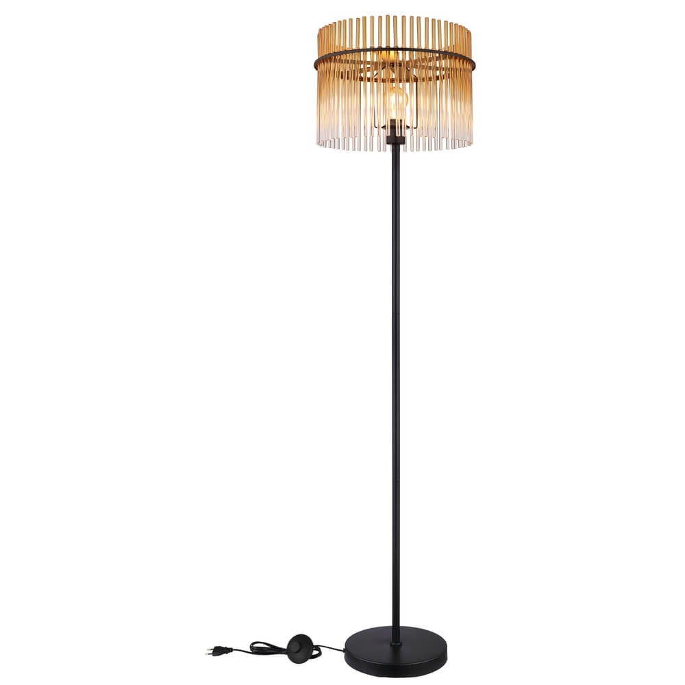 Zwarte vloerlamp Gorley met amberglas Ø 38cm Globo 9007371462995