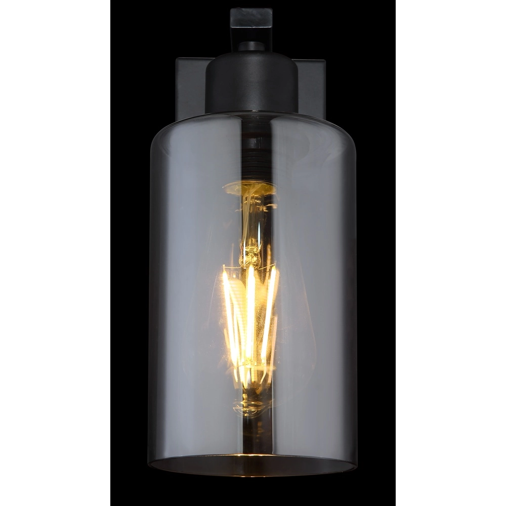 Zwarte wandlamp Hadera met smoke glas Globo 9007371402847