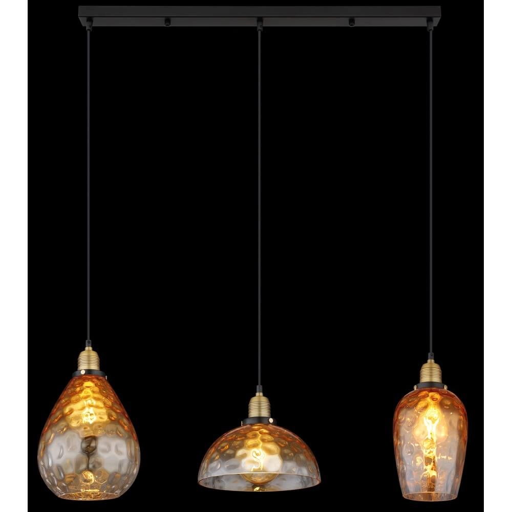 3-lichts hanglamp Salvy amber glas honinggraat Globo 9007371457441