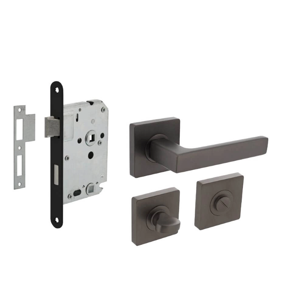 Compleet deurklinkset Hera antraciet toilet