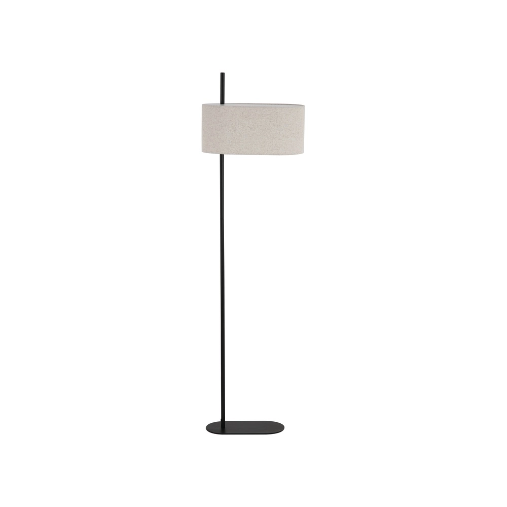 Vloerlamp Hessian zwart met linnen kap Vloerlamp Hessian zwart met linnen kap