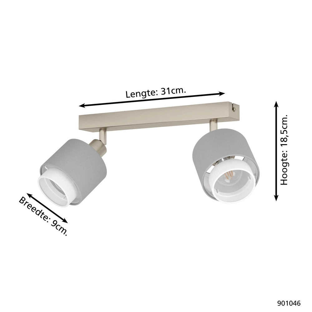 2-lichts plafondlamp Bellizzi RVS - 2x E14 Eglo 9008606304370