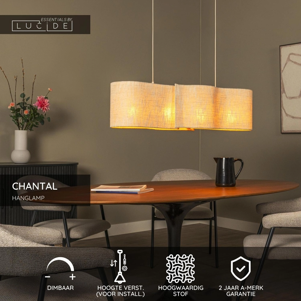 Organische hanglamp Chantal 4-lichts beige Lucide 5411212510105