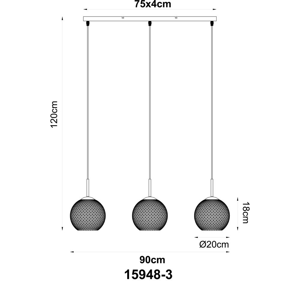 3-lichts hanglamp Andre wit Globo 9007371583461