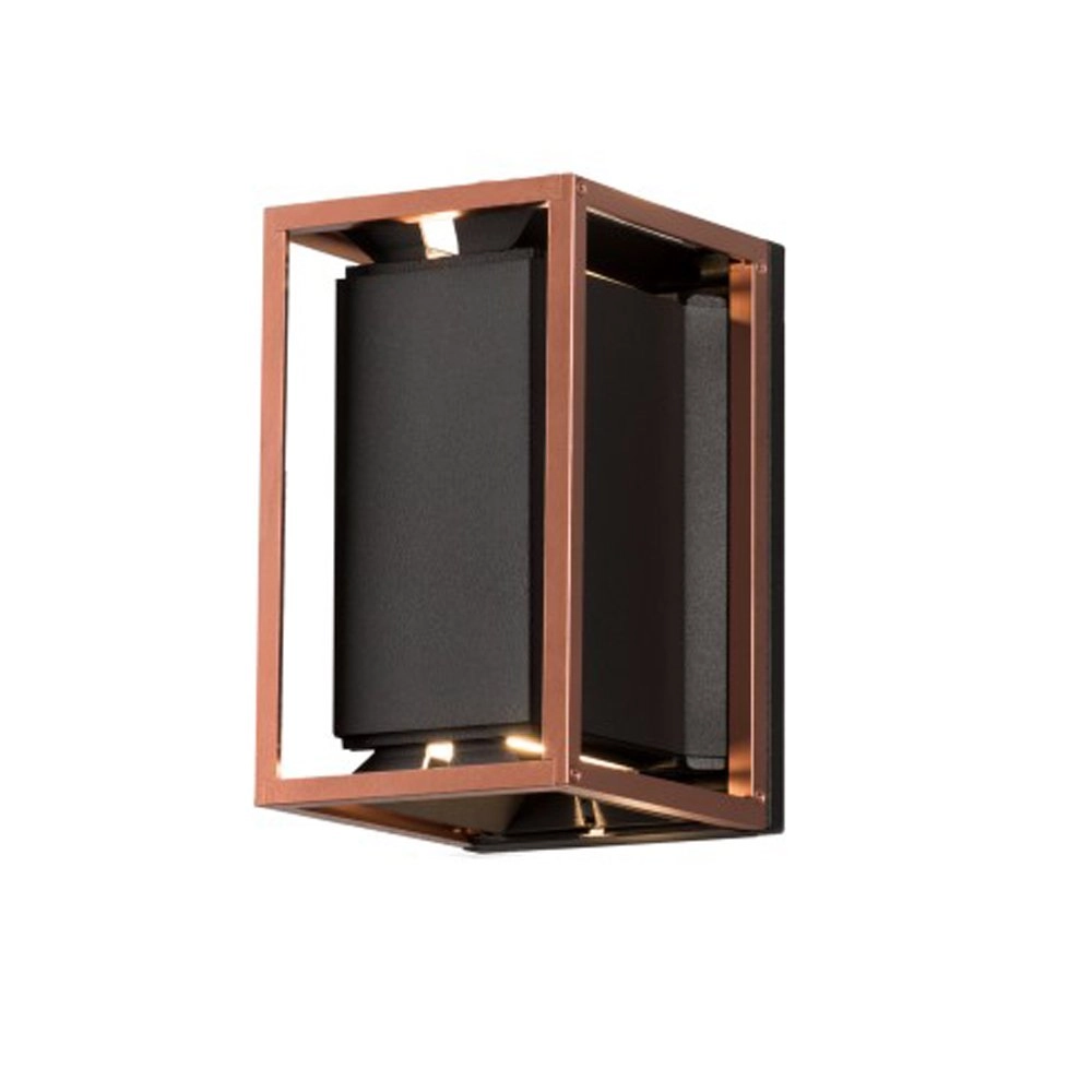 Buitenlamp Vale Up-Down zwart met roodkoper