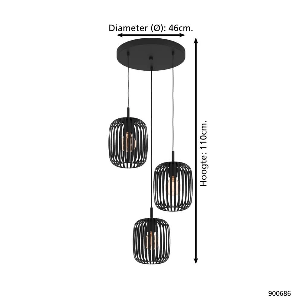 Zwarte hanglamp Romazzina 3-lichts Eglo 9008606258567