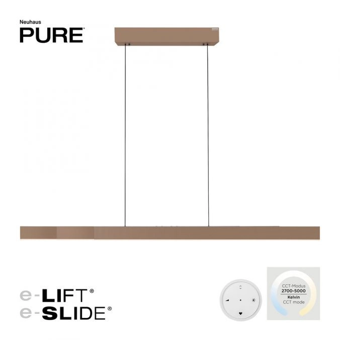 Strakke hanglamp Pure Moto-Rise brons Paul Neuhaus 4012248393680