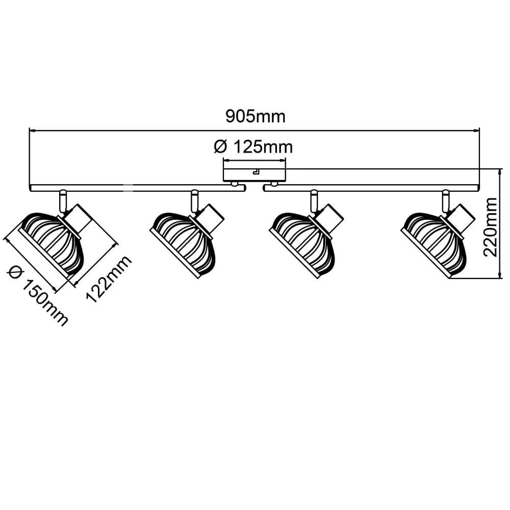 Houten plafondlamp Norah 4-lichts Brilliant 4004353409547