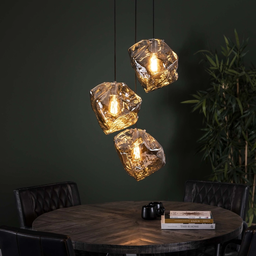 Moderne hanglamp Rock 3-lichts - chroom glas