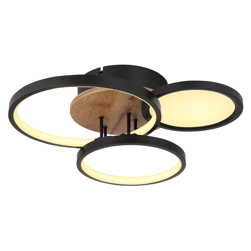 Zwarte plafondlamp Sid design met hout