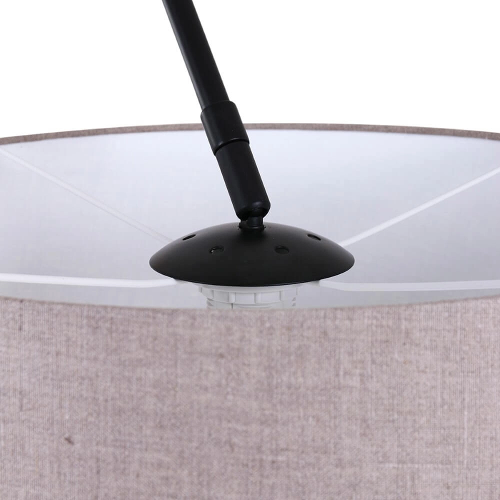 Booglamp Stresa zwart met linnen lampenkap Steinhauer 8712746106633