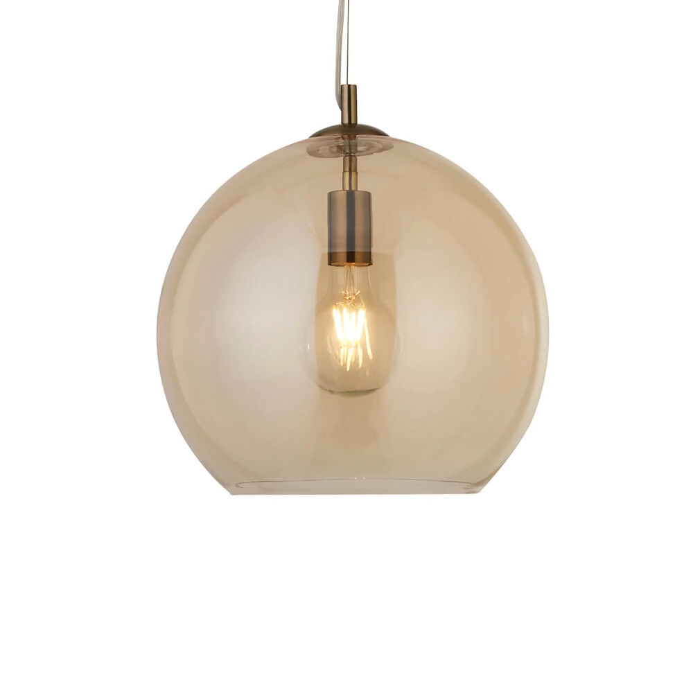 Glazen hanglamp Balls Ø 25cm messing met amber glas
