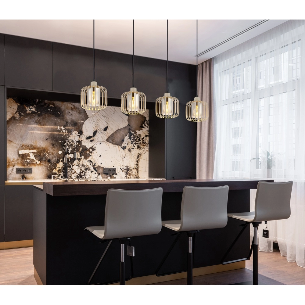 4-lichts hanglamp Alfred zand bruin Globo 9007371533619