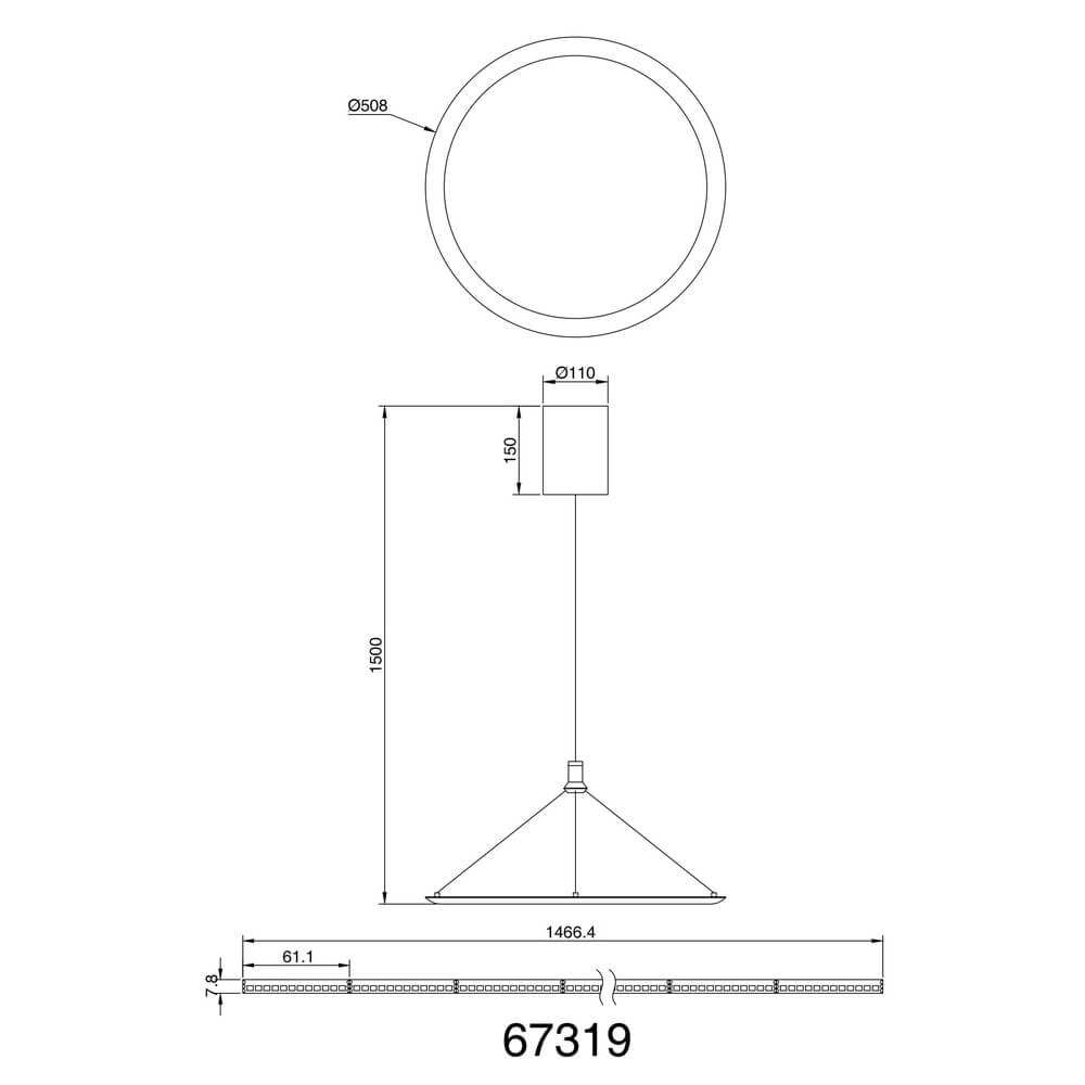 Zwarte hanglamp Suna Ø 50,8cm Globo 9007371456383