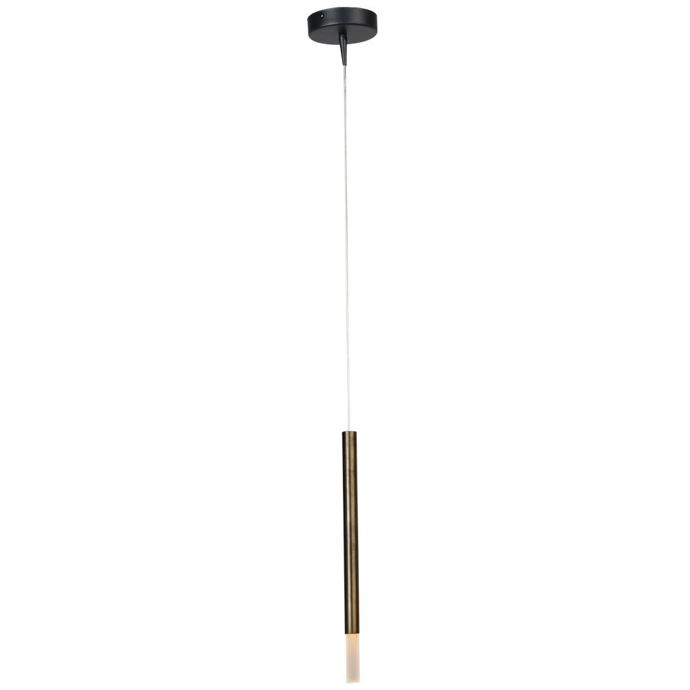 Zwarte pendel hanglamp Flute met gouden cilinder