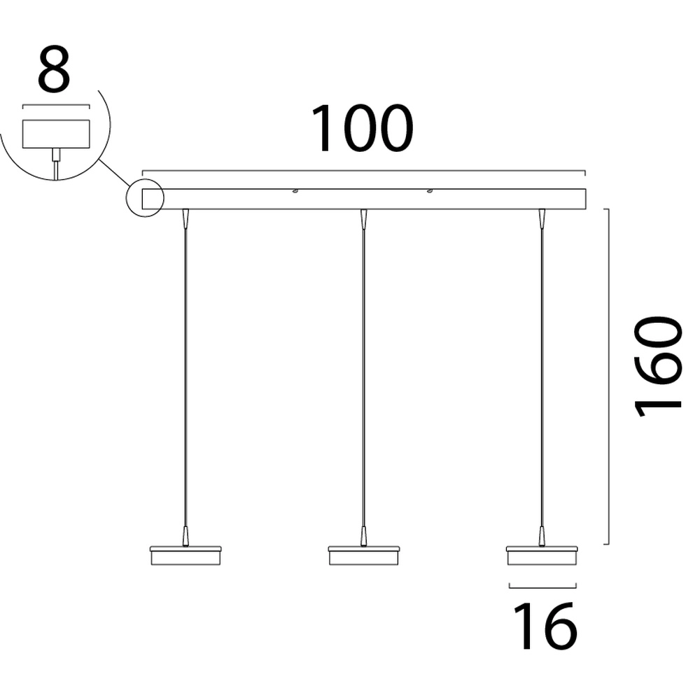3-lichts hanglamp Imperia 100cm zwart met nikkel Masterlight 8718121359380