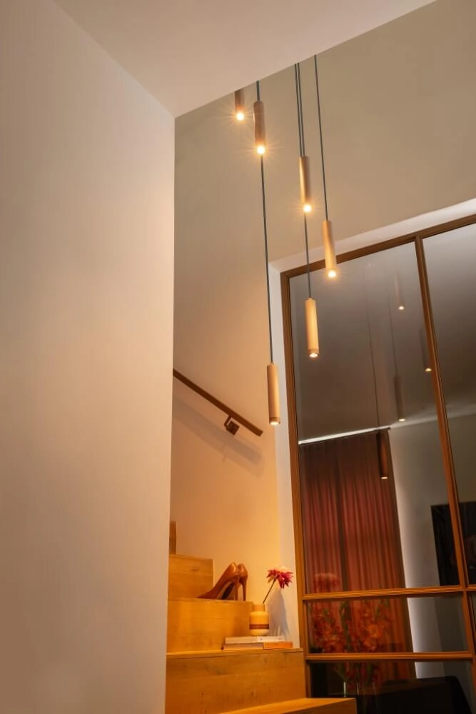 Zandkleurige hanglamp Miller Sand 5-lichts ETH 8720195307150