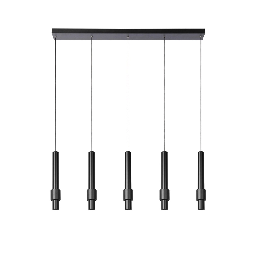 Strakke hanglamp Margary 5-lichts zwart