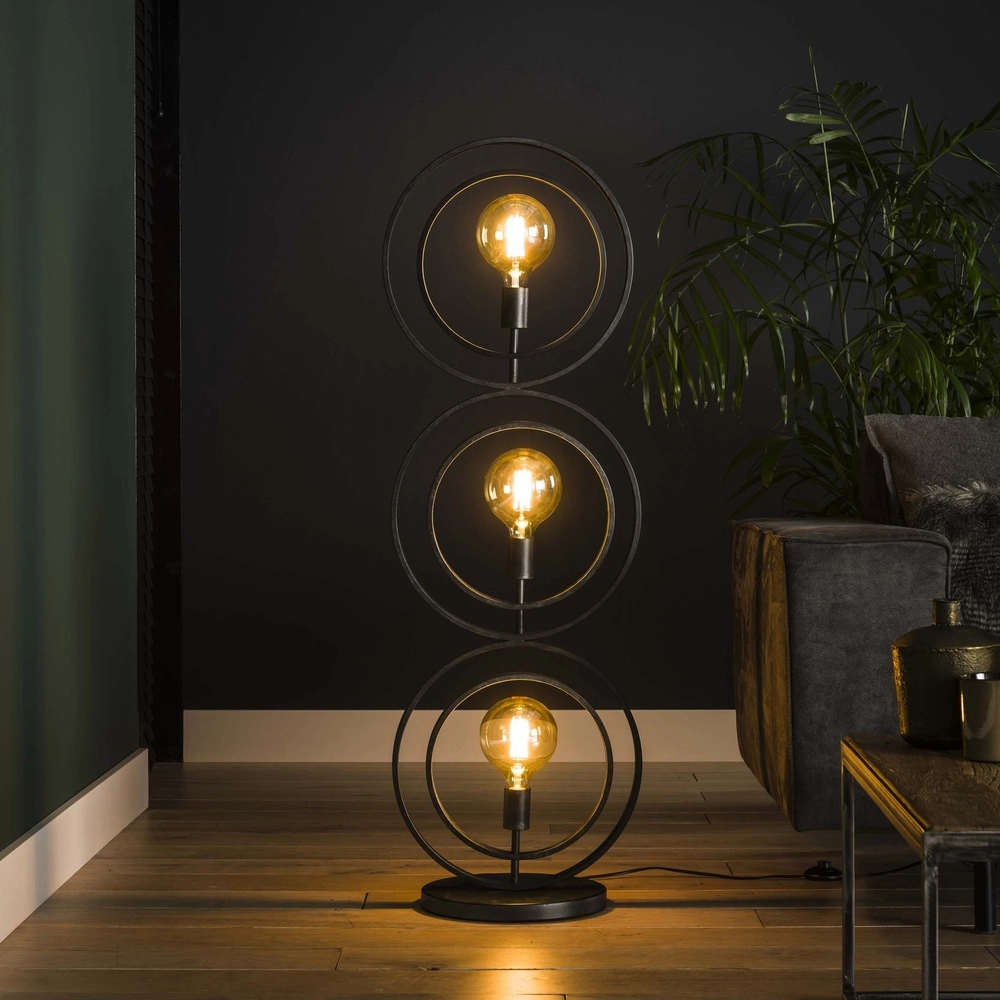 3-lichts charcoal vloerlamp Turn E27 - Ø 40cm Lyora 8716803513082