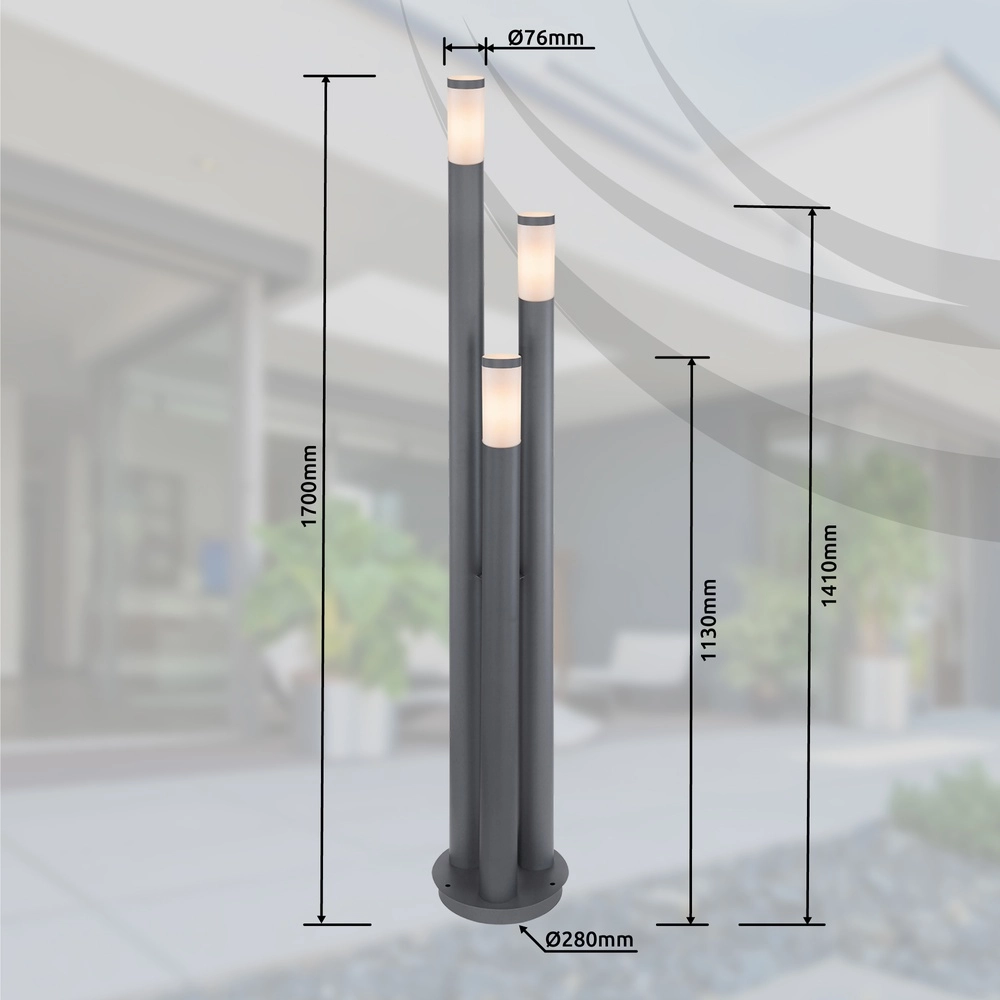 3-lichts tuinlamp Boston antraciet Globo 9007371414727