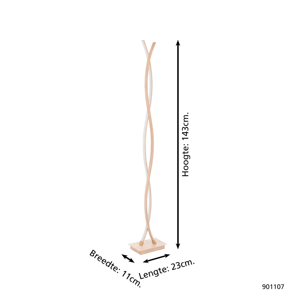 Houtlook led vloerlamp Lasana 4 143cm Eglo 9008606310333