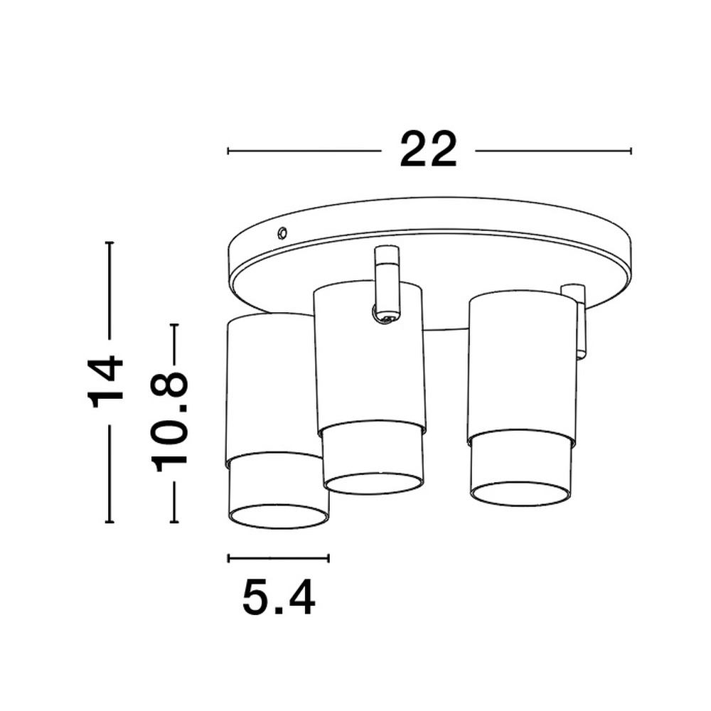 Plafondspot Pogno 3-lichts zwart met goud rond Lyora 5212017430878