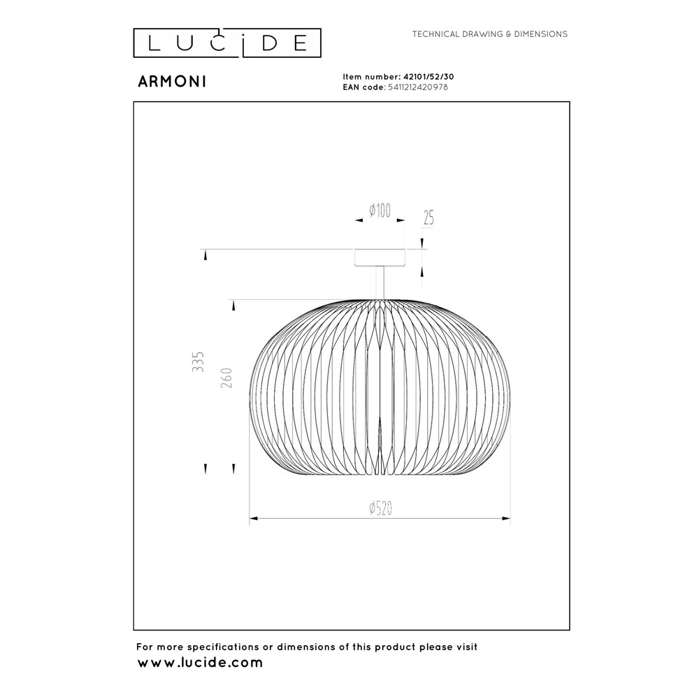 Plafonniere Armoni Ø 52cm zwart Lucide 5411212420978