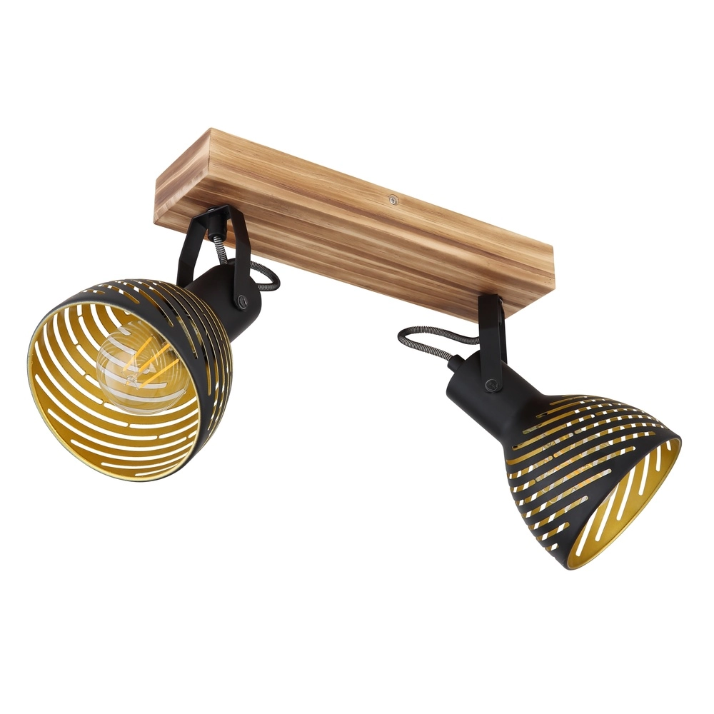 Plafondlamp Lenna 2-lichts hout met zwart Globo 9007371422685