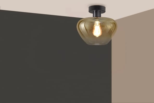 Plafondlamp Genua zwart met goud glas Ø 29cm Masterlight 8718121357218