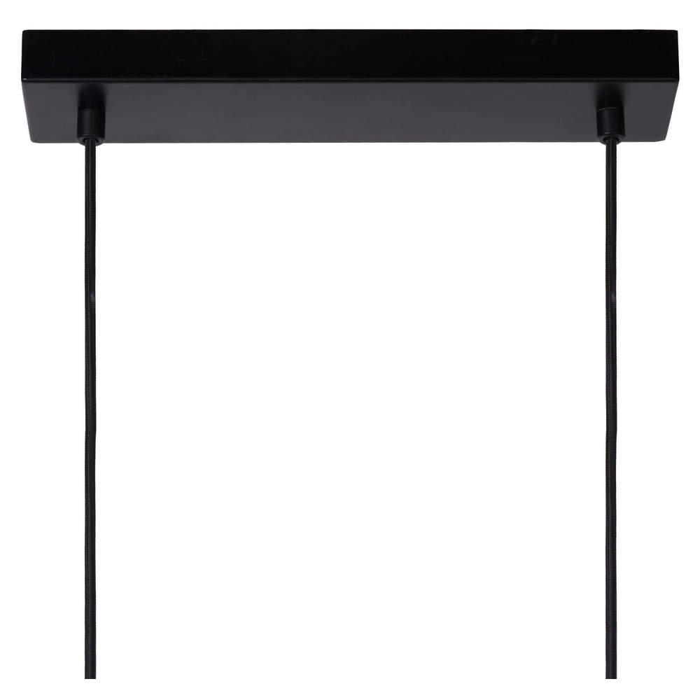 4-lichts hanglamp Baskett zwart met hout Lucide 5411212450531