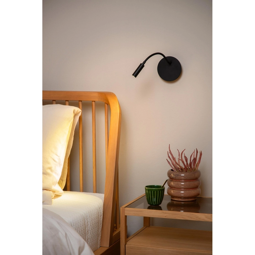 Oplaadbare wandlamp Jolijn bedlampje zwart Lucide 5411212771384