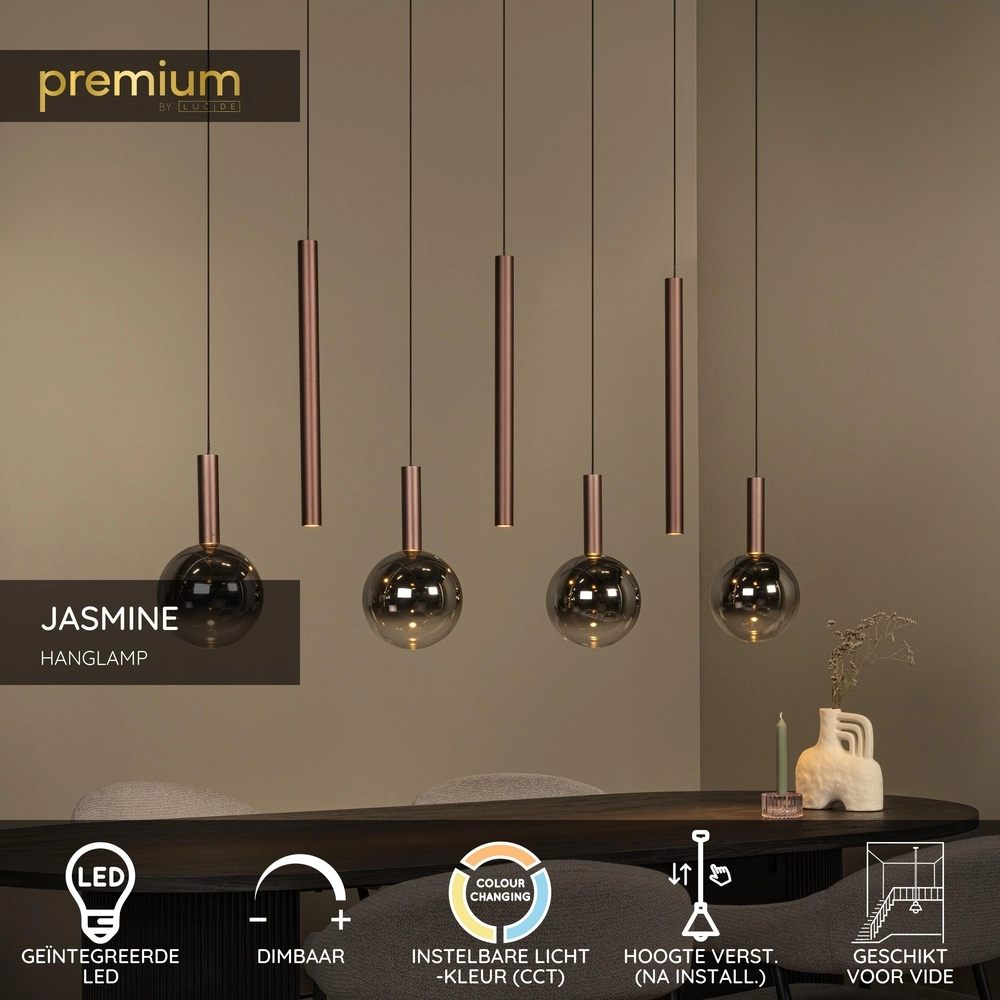 Design hanglamp Jasmine koper 7-lichts Premium by Lucide 5411212741295