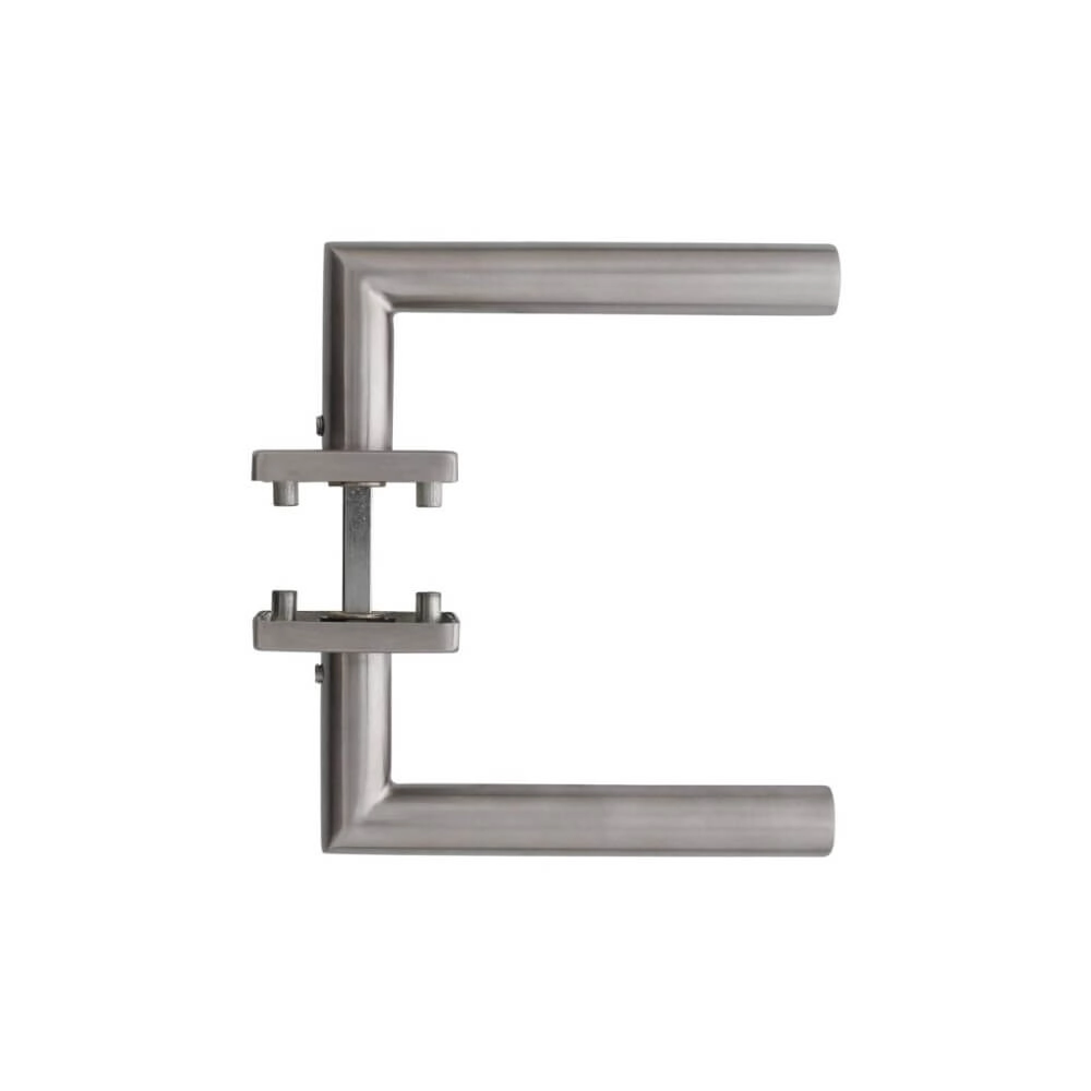 Strakke deurklink Hoek 90 vierkant rozet RVS Intersteel 8714186127728