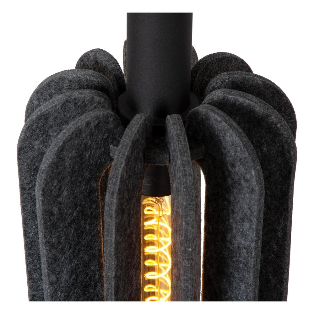 Strakke hanglamp Rafal 3-lichts rond zwart met grijs Lucide 5411212452788