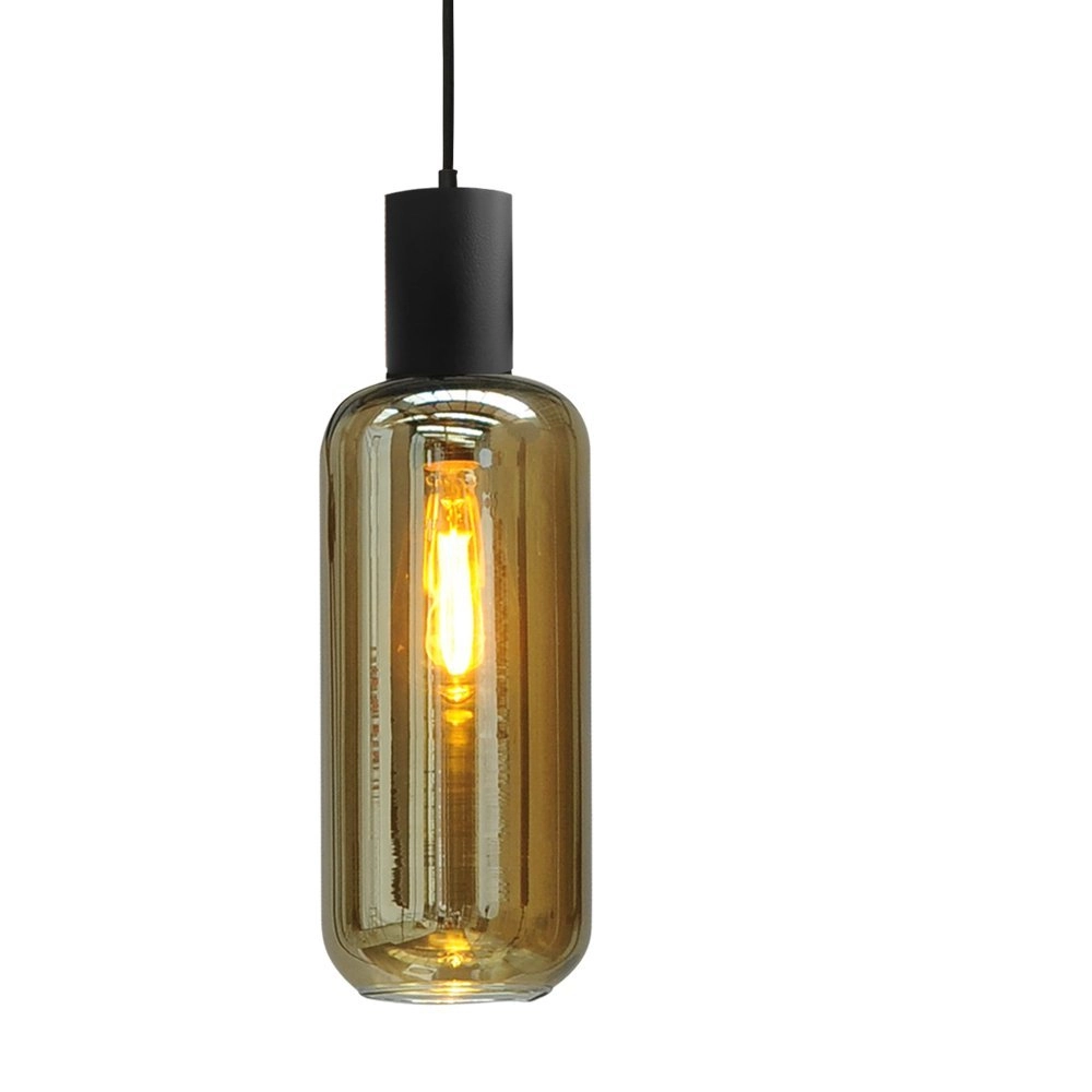 Zwarte hanglamp eetkamer Bounty 5-lichts cilindrisch glas Masterlight 8718121248486