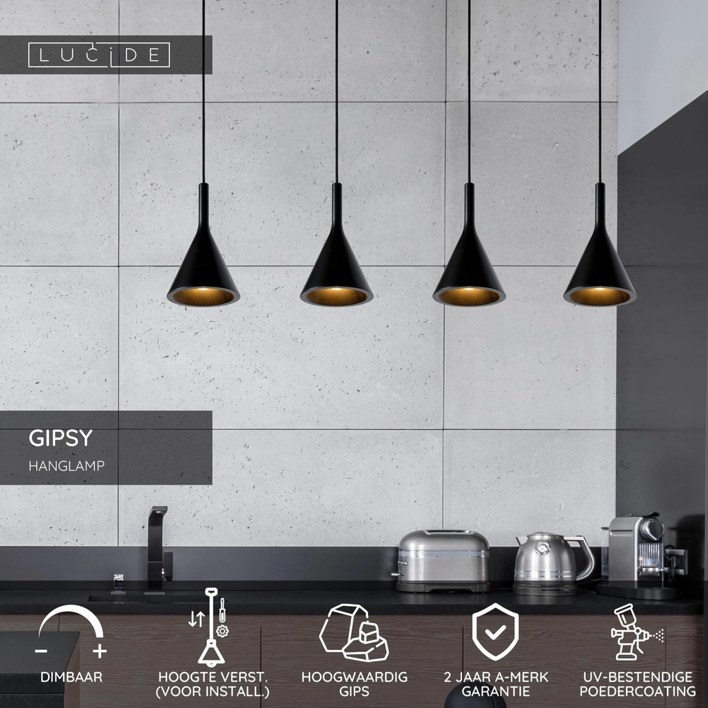 Design hanglamp Gipsy 4-lichts wit Lucide 5411212351616