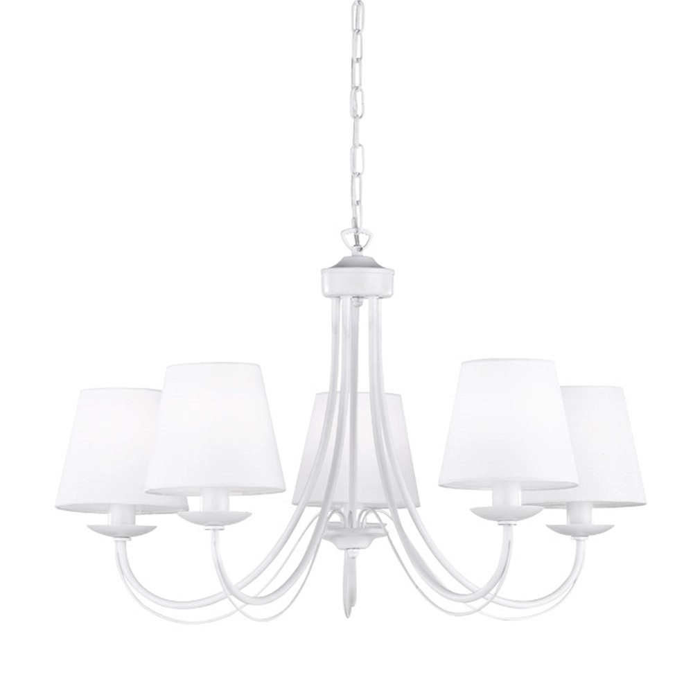 Witte landelijke kroonluchter Cortez 5-lichts 66cm Trio 4017807343670