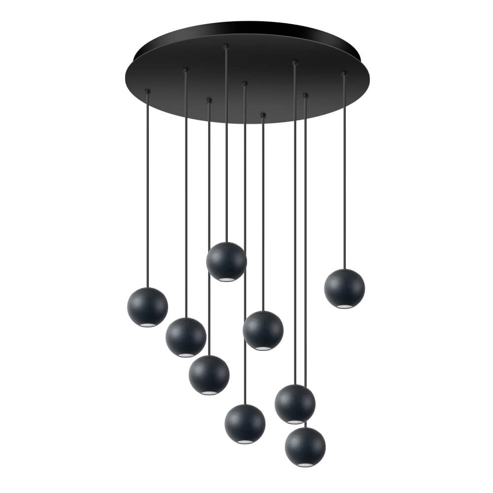 Design hanglamp Grace 9-lichts zwart ETH 8720195309116