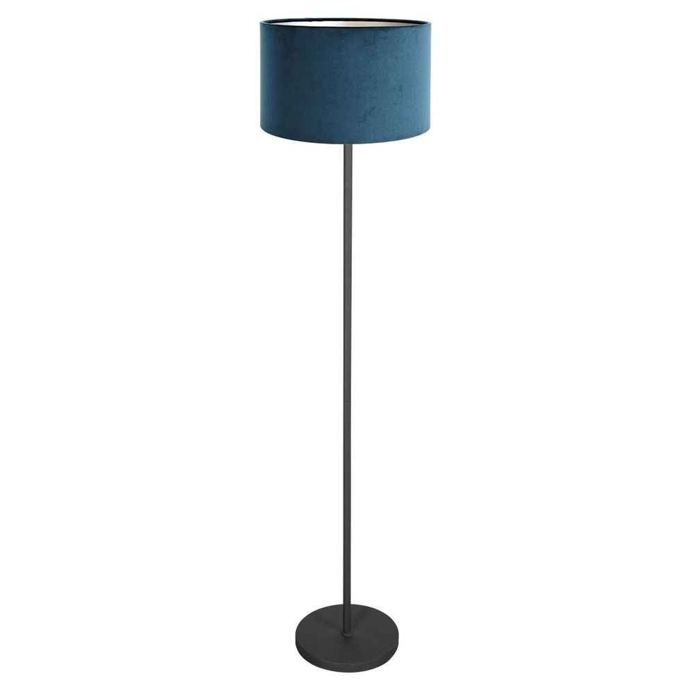 Zwarte vloerlamp Noor met blauwe kap Zwarte vloerlamp Noor met blauwe kap