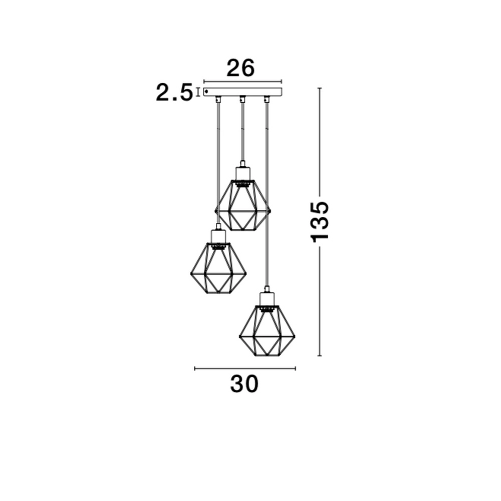Hanglamp Pietra 3-lichts Ø 30cm Lyora 5212017402356